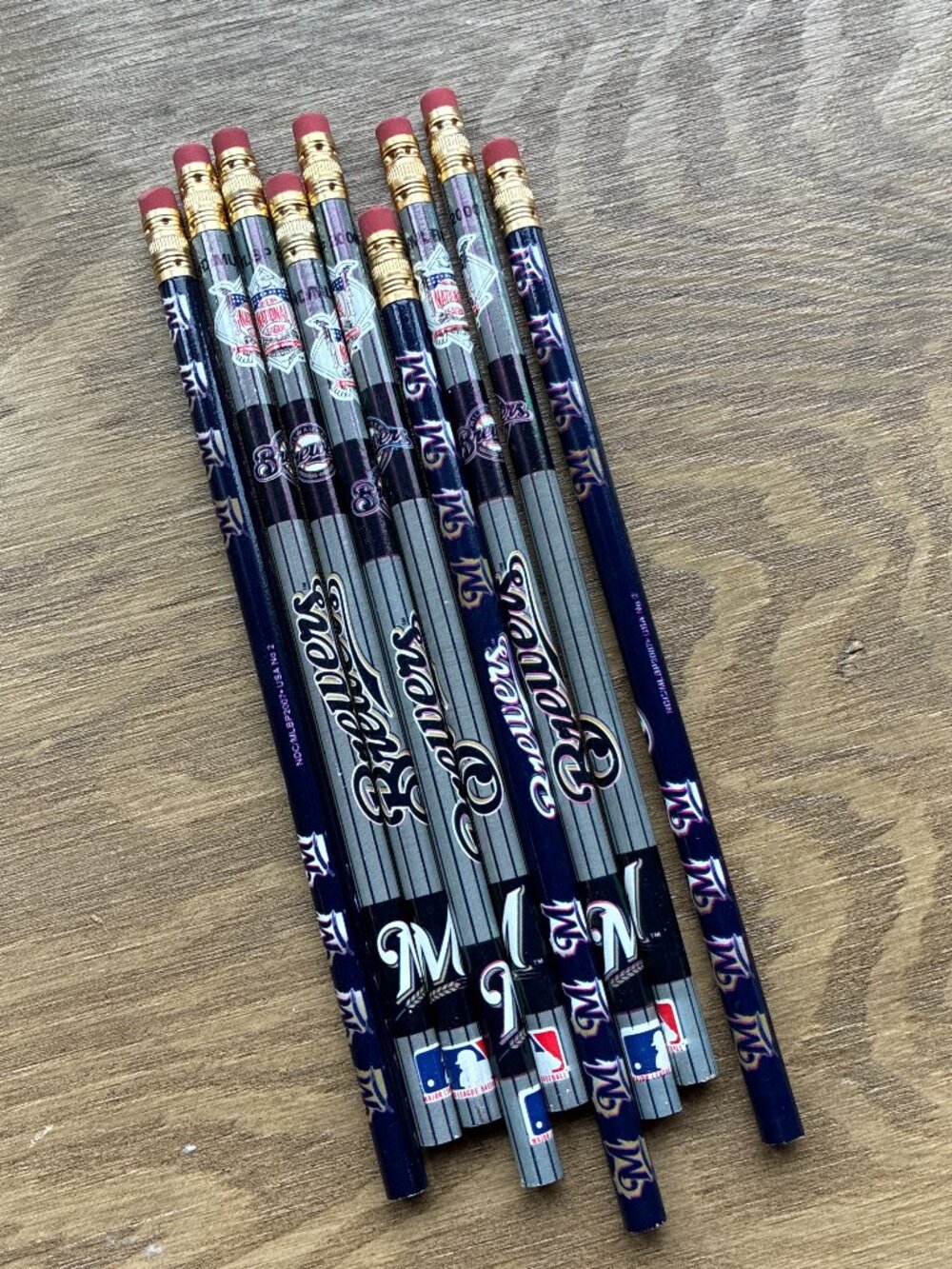 Vintage Milwaukee Brewers Pencils 9 Total MLB Baseball Retro Unused